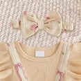 thumbnail image 5 of Baby Ruffle Sleeve Bodysuit with Bow Print and Waist Tie,Matching Headband Set, 5 of 5