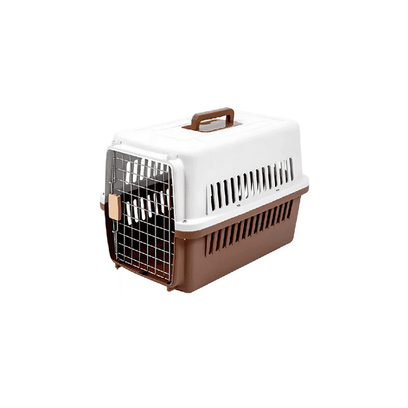 Jaula Transportadora Portátil Perro Gato Conejo Mascota café blanco