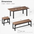 thumbnail image 2 of Extendable Dining Table Set for 4-8 People, 5 Piece Mid Century Modern Kitchen Table with 2 Benches and 2 Stools, Space Saving Metal Frame Desk for Small Spaces, Wood Walnut White Black, 2 of 8
