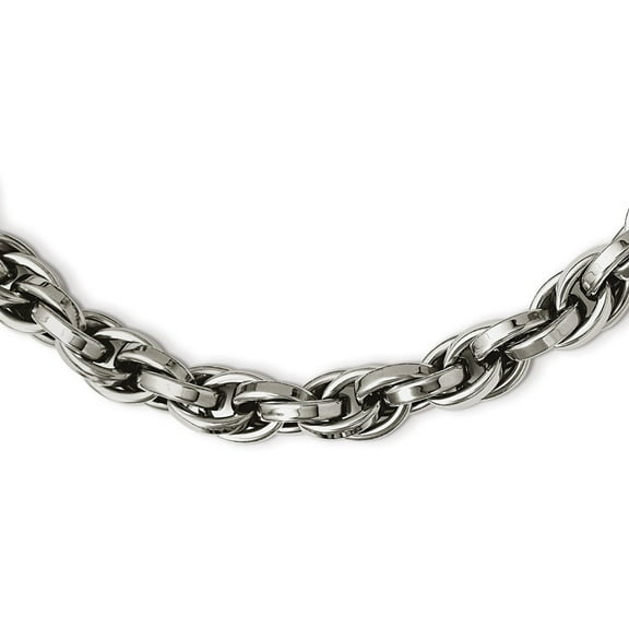 Primal Steel Stainless Steel Polished Oval Link 24-inch Necklace