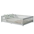 thumbnail image 6 of PAPROOS Full Floor Bed Frame, Wood Floor Platform Bed with Fence and Door, No Box Spring Needed, Modern Full Size Montessori Floor Bed for Little Girls Boys, Playhouse Bed Frame, Gray, 6 of 7