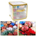 thumbnail image 2 of SPORTS JOY PVC Christmas Ornament Storage Box, 64 3.15" Square Grids, Waterproof, Load Capacity 330lb+, Clear Christmas Tree Ball Organizer with Hardpaper Divider, Handles (Glod), 2 of 8