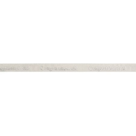 Wrights 3/8" White & Silver Congratulations Sheer Ribbon, 1 Each