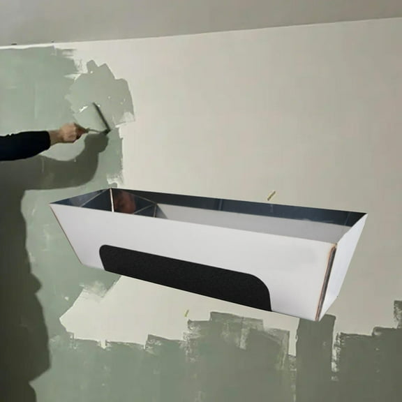 HOT With Pad, Stainless Steel Mud Tray, Waterproof, Smooth, Heavy Duty, Non-Slip, for Drywall, Plaster,10Inch