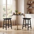 thumbnail image 2 of ELLEGNT 2 PCS Solid Wood Saddle Bar Stools - Backless with Footrests, Wooden Counter Stools Black, 2 of 8