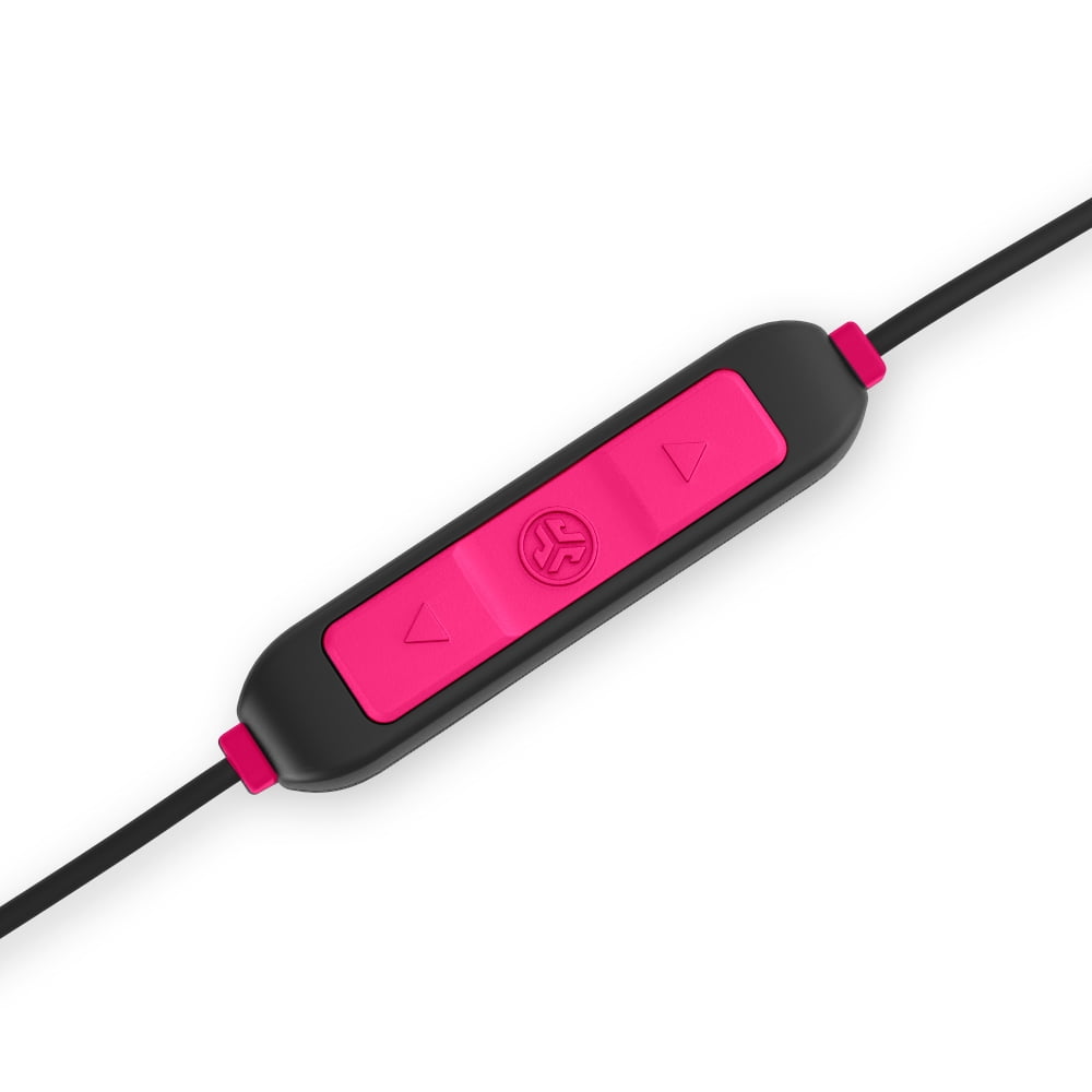 JLab Audio Metal Bluetooth Wireless Rugged Earbuds - Black / Pink - Titanium 8mm Drivers 6 Hour Battery Life Bluetooth 4.1 IP55 Sweat Proof Rating Extra Gel Tips and Cush Fins