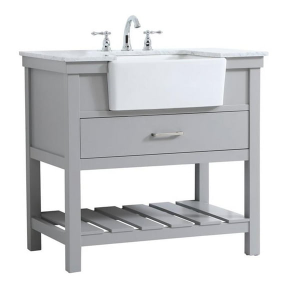 Elegant Decor Clement 36" Aluminum MDF Single Bathroom Vanity in Gray Finish