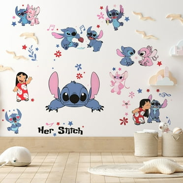 For Stitch Wall Stickers，Cartoon Character Stickers for Boys And Girls Bedroom Wall Decor Wallpaper，Bedroom Living Room Playroom Wall Decoration