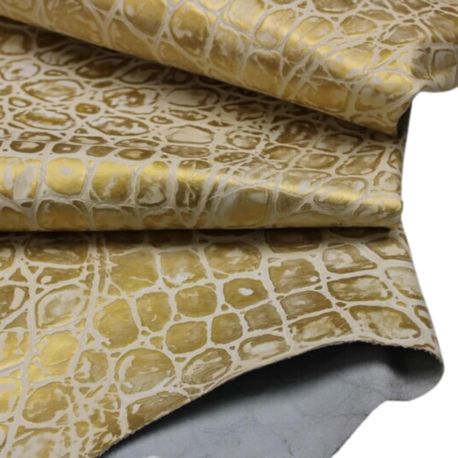 ArtisanCowhides Genuine Tortoise Embossed Cowhide Leather for Crafts  – Beige Gold 10 Sq ft