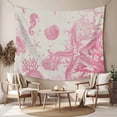 thumbnail image 2 of Pink Coastal Starfish Tapestry for Bedroom Wall Hanging Tapestry, Nautical Beach Conch Seashhells Ceiling Backdrop Tapestries Poster Blanket Wall Decor for Teens Room Living Room Dorm 59" x 79", 2 of 8