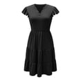 thumbnail image 4 of Fmbrln Summer Dresses for Women Fashion Ruffle Short Sleeve V Neck Tiered Mini Dress Casual Loose Fit Beach Vacation Sun Dress, 4 of 4