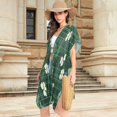 thumbnail image 4 of BZSMCE Women Creatively Shamrock Tartan Print Beach Cover-ups Size:S-2XL, 4 of 7