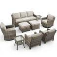 thumbnail image 2 of Unnifurnzi Patio Furniture-9 Pieces All Weather Wicker Outdoor Furniture Outdoor Swivel Glider Chairs with Patio Chairs Outdoor Couch Outdoor Patio Furniture for Porch Balcony Deck-Gray/Beige, 2 of 7
