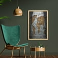 thumbnail image 2 of Wanderlust Wall Art with Frame, World Map on Old Brick Wall Countries Continents Aged Vintage Rough, Printed Fabric Poster for Bathroom Living Room, 23" x 35", Pale Grey Pale Brown, by Ambesonne, 2 of 2