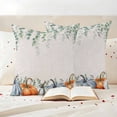thumbnail image 3 of Fall Outdoor Waterproof Pillow Covers, Orange Blue Pumpkins Thanksgiving Green Eucalyptus Leaf Decorative Square Throw Pillowcase Sofa Cushion Sham for Patio/Couch/Chair, 26"x26" 2 Pack, 3 of 8