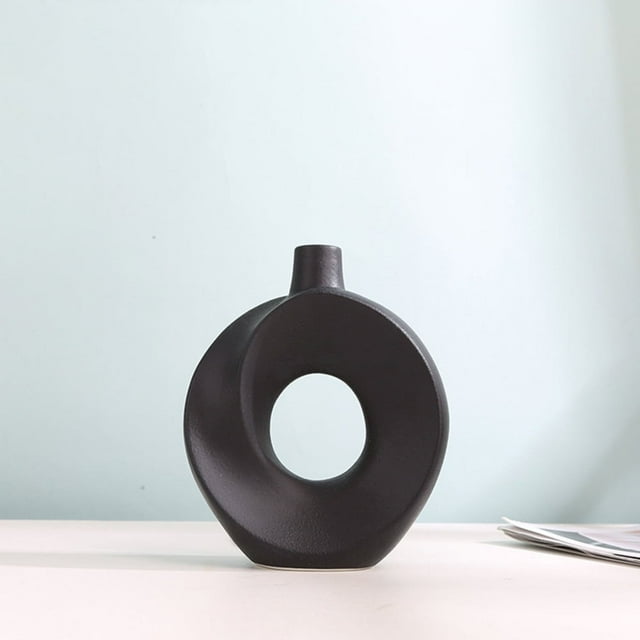 MesaSe Creative Skeleton Ceramic Vase Irregular Hollow Flower Vases for Table Centerpiece Decor - Black