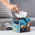 thumbnail image 6 of Sikiie Colorful Underwater Shark Leather Tissue Box Cover Square, tissue box holder, Tissue Box with Bottom Belt-5.2”x5.2”x5.2”, 6 of 7