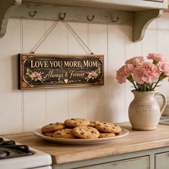 Mother’s Day Door Hanger Decor for Mom – Love You More Hanging Sign with Floral Design, Meaningful Wall and Front Door Decoration for Home, Birthday or Mother’s Day Gift