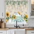 thumbnail image 6 of Sunflowers Swag Valances for Windows, Kitchen Curtains 36 Inch Length 2 Panels Set, Yellow Floral Bees Green Leaves Watercolor Short Curtains for Small Windows Rod Pocket Cafe Curtains Drapes 28"x36", 6 of 8
