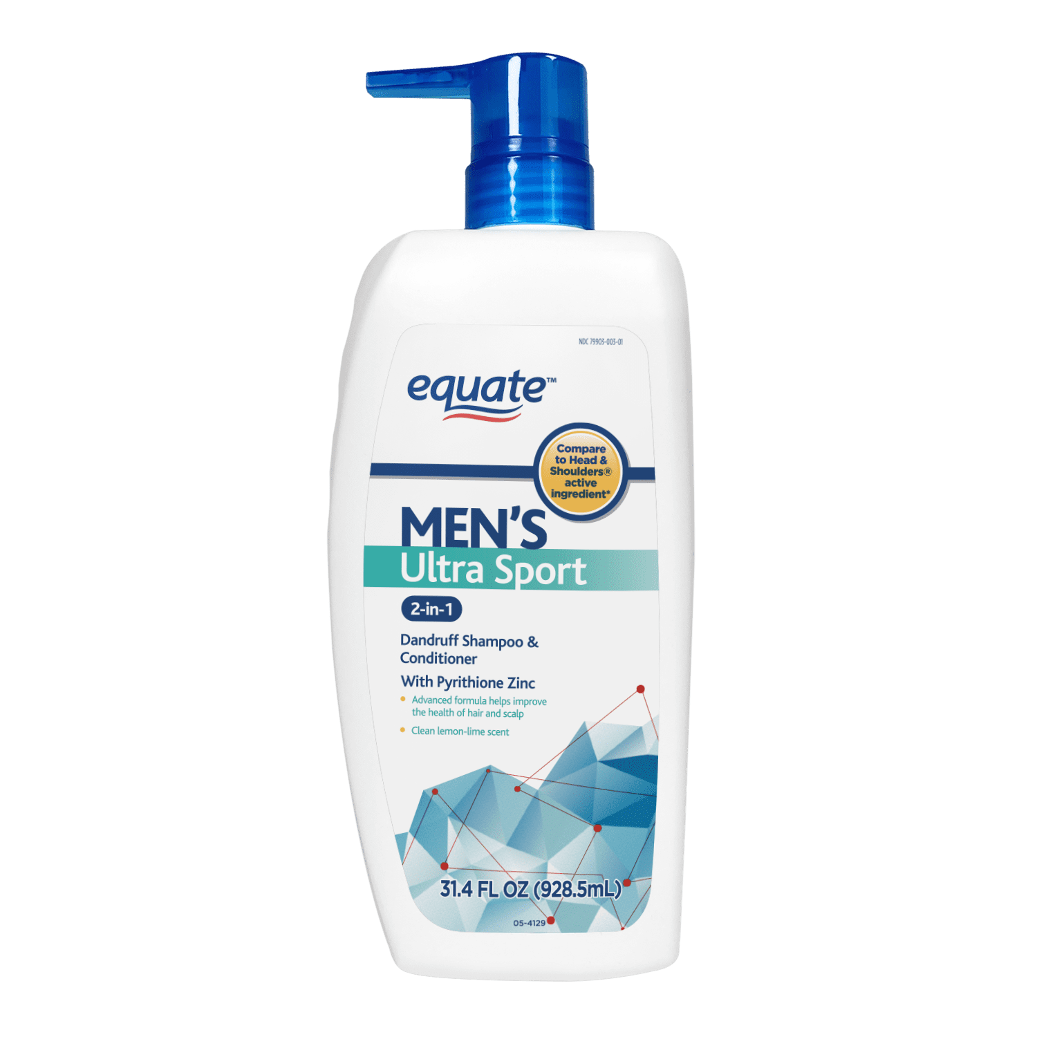 Equate 2 in 1 Ultra Sport Dandruff Shampoo and Conditioner with Pyrithione Zinc 31.4 fl oz