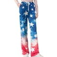 thumbnail image 4 of 4th Of July Pants for Women United States USA Flag Print Elastic High Waist Trousers Wide Leg Casual Daily Wear Soft Pajama Bottoms, #01 Blue, XXL, 4 of 5