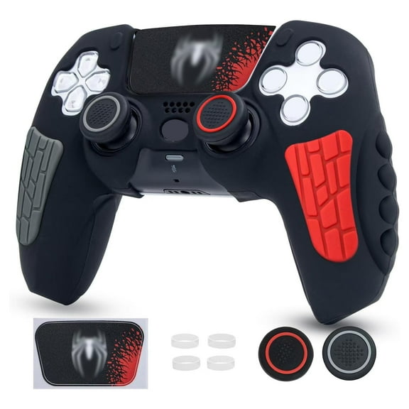 Silicone Protectors Cover for PS5 Controller, Anti-Slip Cover Skin with Joystick Thumb Grip Caps and Cover Wrap Sticker-Black