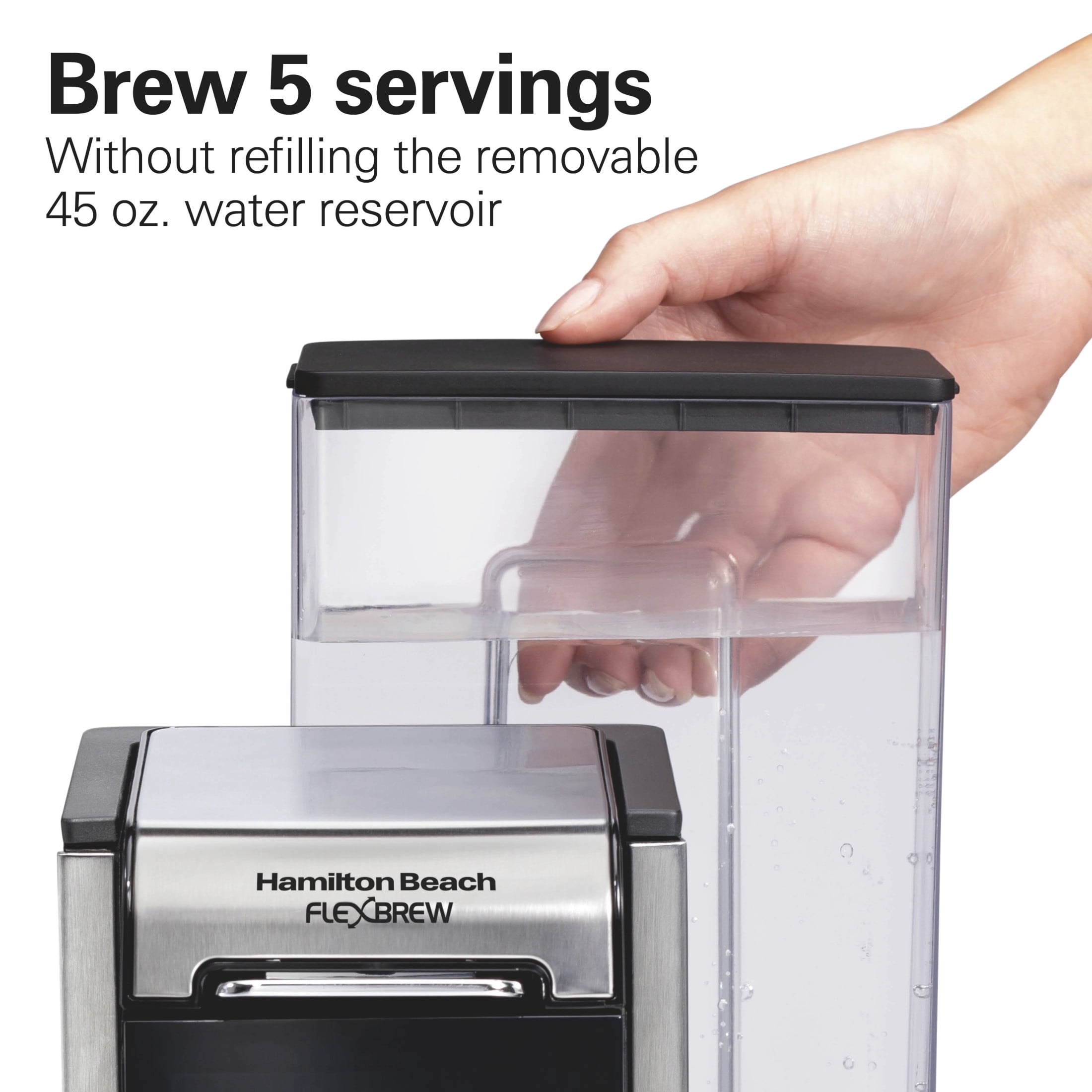 Hamilton Beach FlexBrew 4-in-1 Coffee Maker, Single Serve & Full Pot Coffee Brewer with Removable 45 oz Water Reservoir