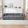 thumbnail image 3 of 102" Boucle Sofa Couch, Upholstered Tufted Cloud Couch with Pillows, Comfy Modern Deep Seat Sofa Couches Loveseat Sofa for Bedroom Living Room Office, Grey, 3 of 6