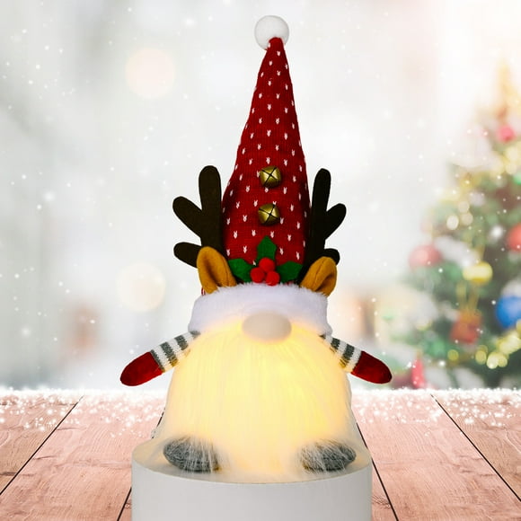 Ornements avec Lumières, Gnomes de Noël Lumineux en Peluche avec Chapeau de Renne Mignon, pour Fournitures de Fête de Noël Décoration Quotidienne Maison Bureau (Rouge) Meilleur Cadeau pour Amis Enfants Adultes Cadeaux d'Anniversaire