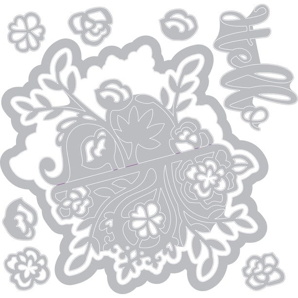 Sizzix 661341 Thinlits Plus Die Set - 'Floral Swirls' By Katelyn Lizardi For Card Making & Paper Crafts