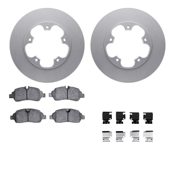 Dynamic Friction Company Rear Geospec Brake Rotors with Heavy Duty Brake Pads includes Hardware 4212-99223