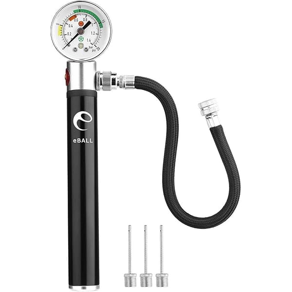Ball Pump with Pressure Gauge, eBall Sports Ball Air Pump with Inflation Needles & Pressure Release Valve for Basketball, Football, Soccer Ball, Rugby, Volleyball and Other Inflatable Balls