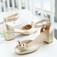 thumbnail image 2 of Akiihool Kids Dressy Heels Toddler Little Girl Mary Jane Dress Shoes Ballet for School Party Dress Shoes (Gold,3.5), 2 of 6