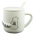 thumbnail image 3 of Pack Of 2 Black White Abstract Cats 3D Tail Coffee Mugs With Lid And Spoon 12oz, 3 of 8