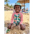 thumbnail image 5 of BemeyourBBs Toddler Baby Girl Boy Swimsuit with Sun Hat Infant Bathing Suit Coral Dinosaur Pawpaw Swim Ring Printed Long Sleeve Half Zipper Rash Guard Swimwear Summer Beachwear, 5 of 9