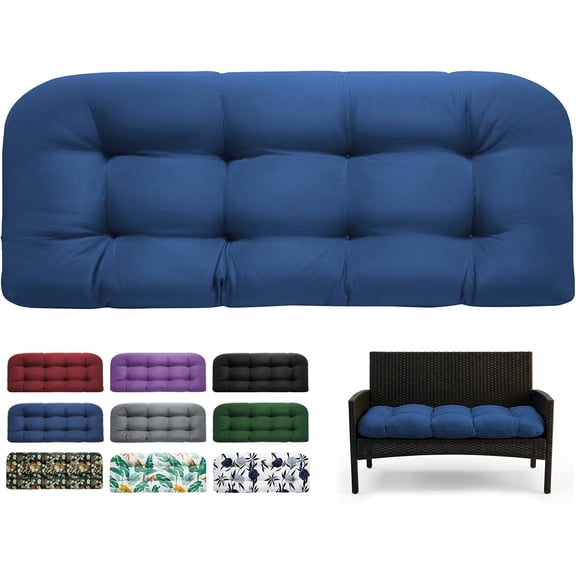 Outdoor Bench Cushions, Waterproof Patio Loveseat Cushions for Outdoor Furniture, Thick Love Seat Bench Cushions, 44" x 19" x 5", Navy