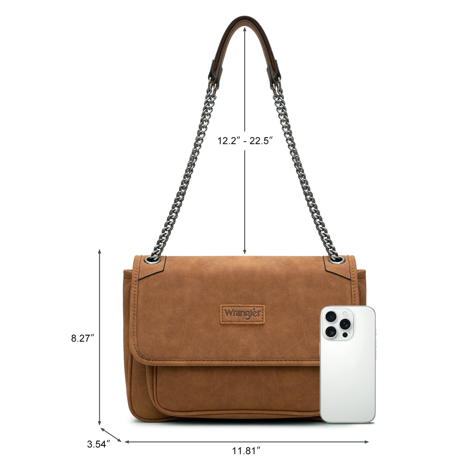 Wrangler Shoulder Bag for Women Retro Purses and Handbags Crossbody Bags with Chain Strap, Brown