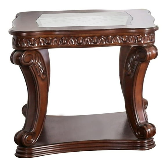 Furniture of America Gabriel Traditional Wood Open Shelf End Table in Dark Oak