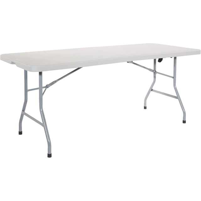 Table Pliante Centrale Rectangulaire Polyvalente en Résine pour Bureau, Longue, à Hauteur Réglable