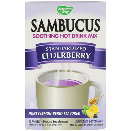 Nature s Way  Sambucus  Soothing Hot Drink Mix  Standardized Elderberry  Honey Lemon-Berry Flavored  10 Packets  1 87 oz  53