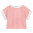 thumbnail image 5 of THDHVS Girls Shirts,Girls Short Sleeve Tops,Girls Motion Fashion Cut-out Design at the Back Round Neck Short Sleeve Top Pink 11-12 Years, 5 of 5