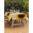 thumbnail image 4 of 54x80 Inch Outdoor Tablecloth with Umbrella Hole Zipper Rectangle Yellow Sunflower Rectangular Tablecloths Outside Waterproof Beige Vertical Striped Beige Retro Patio Table Cover for Picnic Party, 4 of 8