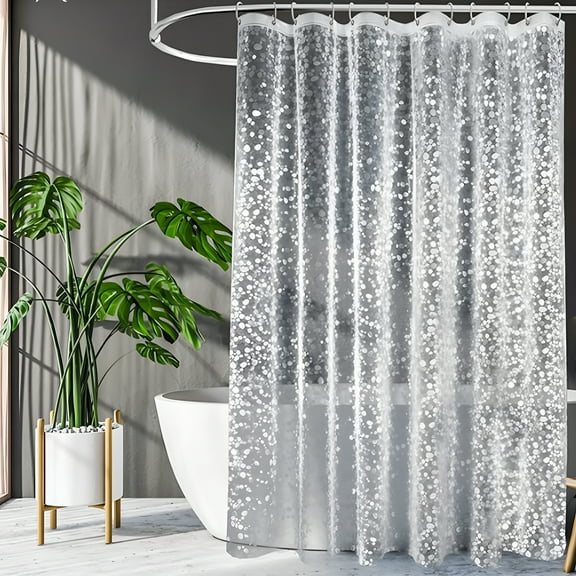 LAMIRO Clear Shower Curtain Liner,Sparkling Raindrop Shower Curtain,EVA Waterproof with Hooks for Modern Bathrooms,70x70"es
