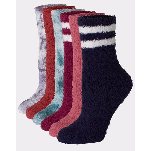 Hanes Cozy Crew Socks 6-Pack Women's Soft Fluffy Comfy sz 5-9 4 Color Choices