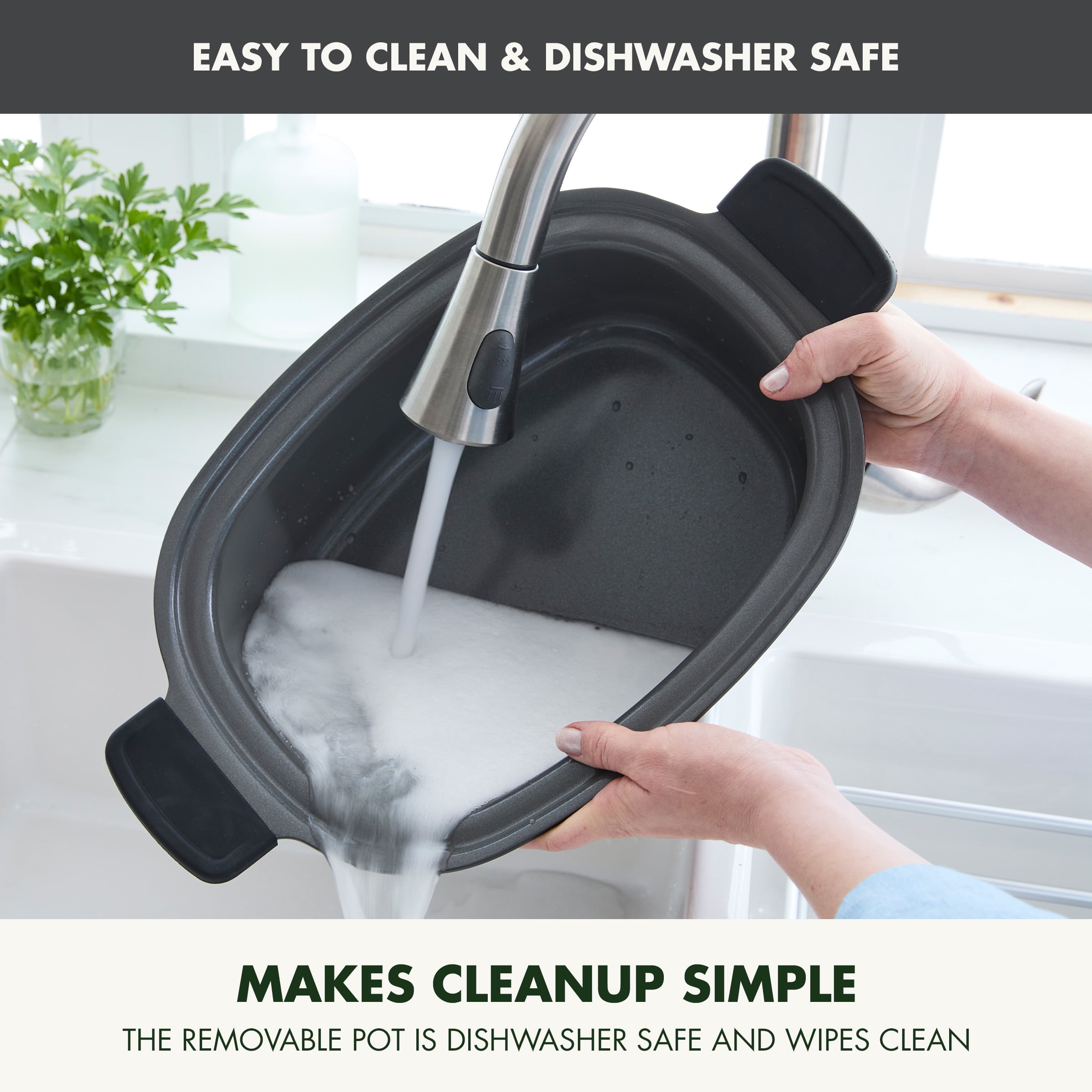 GreenPan 6-Quart, 14-in-1 Slow Cooker, Family Size, Ceramic Nonstick, Dishwasher Safe Parts, Graphite