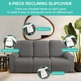 thumbnail image 5 of DONGPAI 8 Pieces Recliner Sofa Covers Stretch Reclining Couch Covers for 3 Cushion Reclining Sofa Slipcovers Furniture Covers Soft Washable for Pet Kid (3 Seater, Gray), 5 of 8