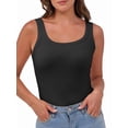 thumbnail image 3 of Womens Sleeveless Scoop Neck Tank Top Ribbed Fitted Summer Basic Slim Cute Tops Black XXL, 3 of 9