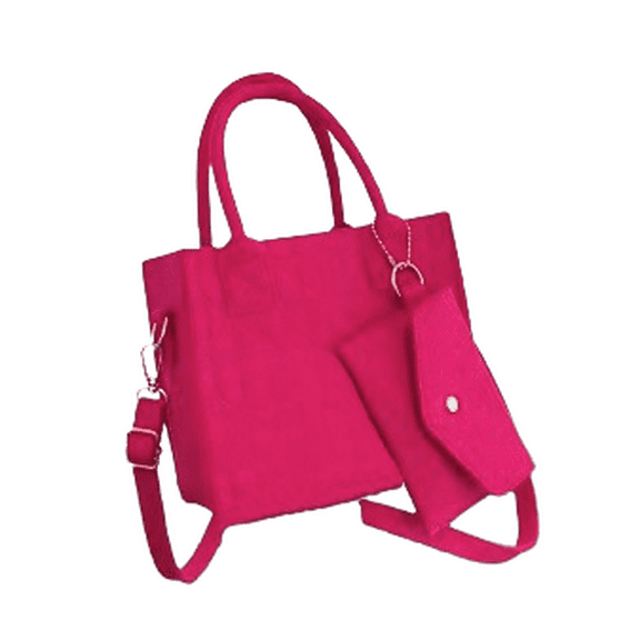 Women's Polyester Quilted Tote Set, Pink, 2-Piece