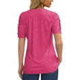 thumbnail image 3 of Sherrylily Women Summer Pleated Button Short Sleeve T-Shirt V-Neck Casual Tops, 3 of 4