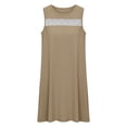 thumbnail image 2 of Pounoo Women's Casual Dresses Round Neck Sleeveless Sheer Panel Split Hem Sundresses Lightweight Loose Fit A Line Dresses Gift, 2 of 7